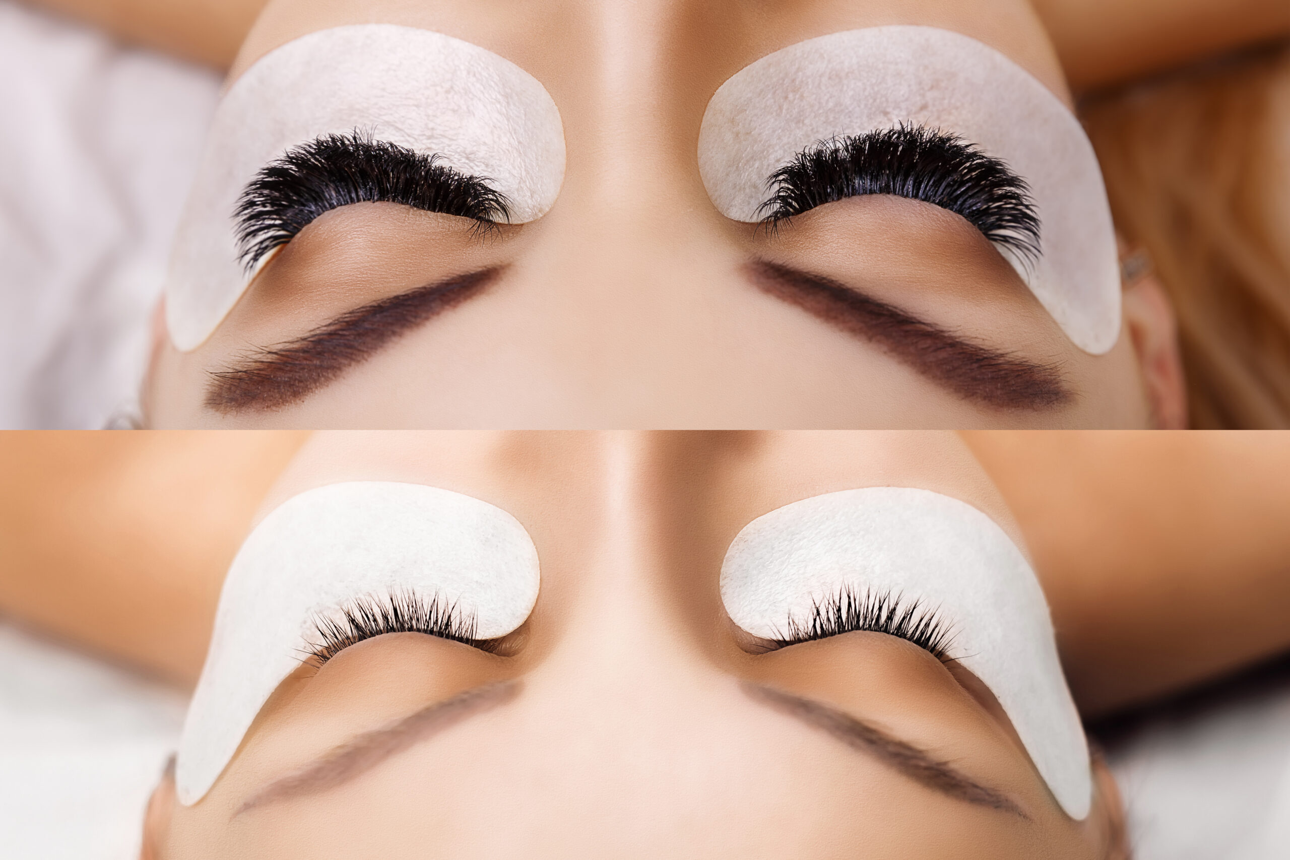 Comparison of female eyes before and after eyelash extension